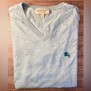 Burberry Men’s Light Blue V-Neck T-shirt